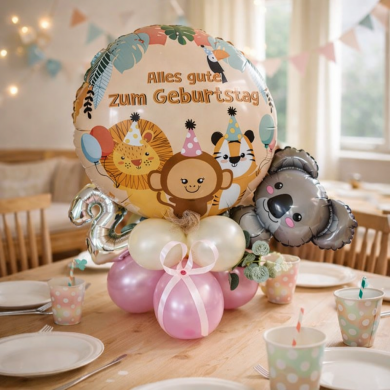 Süßer Tischballon mit Tieren